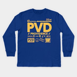 Vintage Providence PVD Airport Code Travel Day Retro Travel Tag Rhode Island Kids Long Sleeve T-Shirt